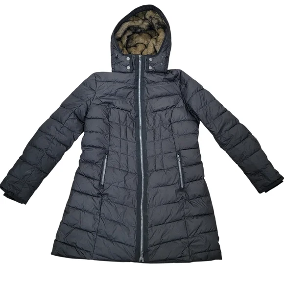 Denver Hayes Lightweight Puffer Jacket Black Hooded Winter Warm Women’s Large - Picture 17 of 17